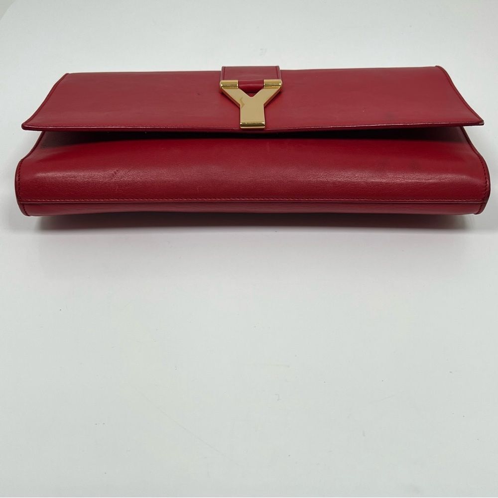 Yves Saint Laurent Clutch Bag Red Leather Gold Hardware - Picture 5 of 13